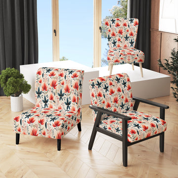 Elegant Red Floral Pattern - Cottage Accent Side Chair